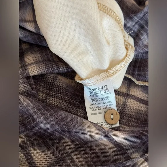 NWT Arula Altar’d State Black Beige Plaid Mesh Flutter Sleeve Dress 1X - Picture 8 of 8